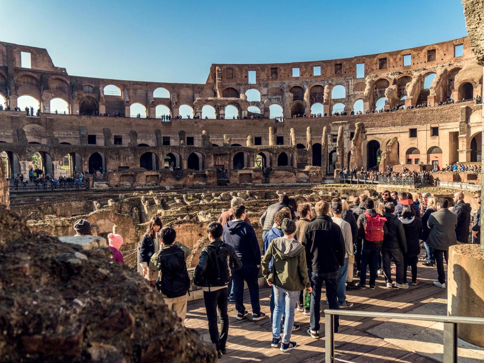 a group of people standing in front of a building