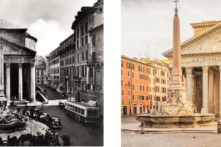 a close up of an old building