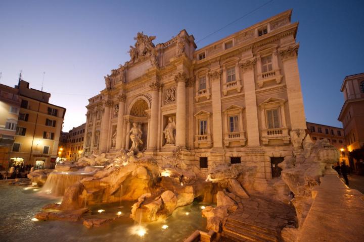 a castle on top of Trevi Fountain